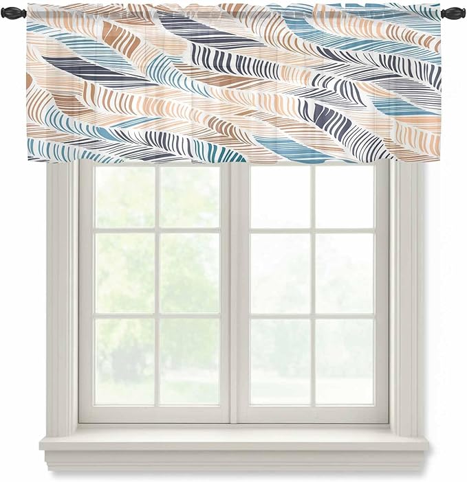 Abstract Stripes Sheer Valance Curtains by Houseown