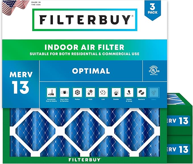 Filterbuy 24x24x4 Air Filter MERV 13 Optimal Smoke & Allergy Defense, by Filterbuy
