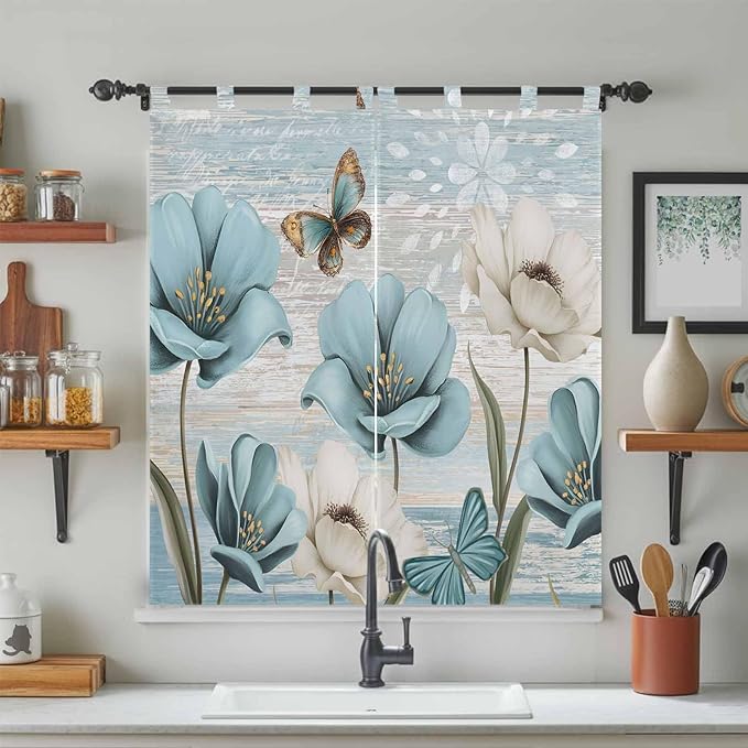 Spring Floral Bedroom Curtains 72 Inch Length, Window Curtains Tab Top - Image 3