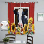 Cow Sunflowers Living Room Curtains 84 Inch Length, Window Curtains Tab Top - Image 4
