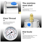 0-60 Psi Glycerin Liquid Filled Low Pressure Gauge, 2.5" Dial Size, 1/4" G Back - Image 7