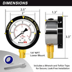 0-60PSI Pool Filter Pressure Gauge, 2 inches Dial, 1/4" NPT Bottom Mount - Image 7