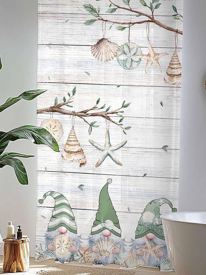 Sheer Curtains 108 Inches Long, Sage Green Gnomes Semi Sheer Curtains Light - Image 4