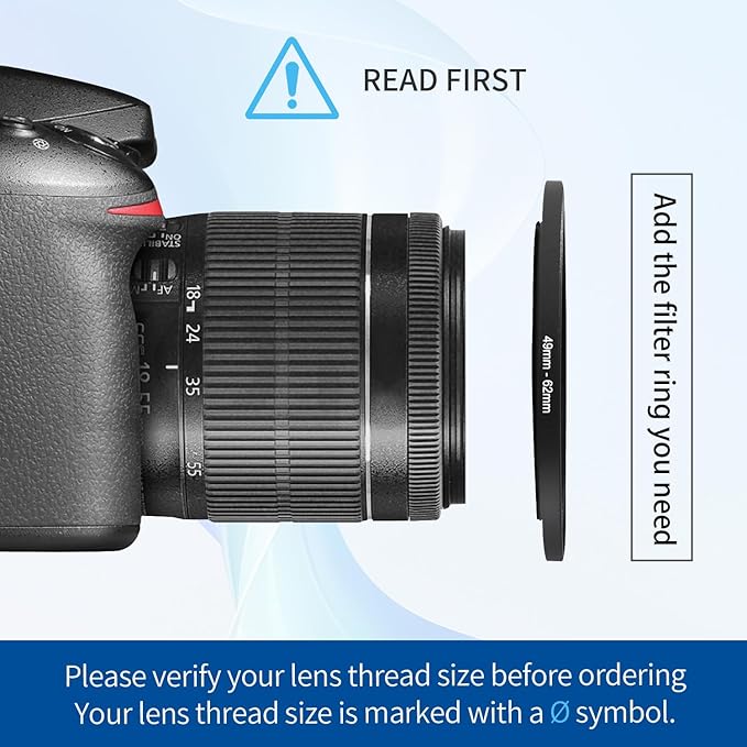 49-62mm Step-Up Ring Adapter, 49mm to 62mm Step Up Filter Ring - Image 4