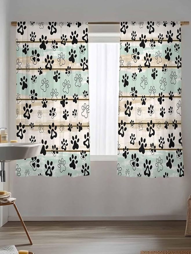Sheer Curtains 63 Inch Length, Sage Green Beige Farmhouse Semi Sheer Curtains - Image 5