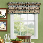 Dog Paws Valance Curtains for Kitchen, Teal Brown Wood Grain Privacy Rod Pocket - Image 7