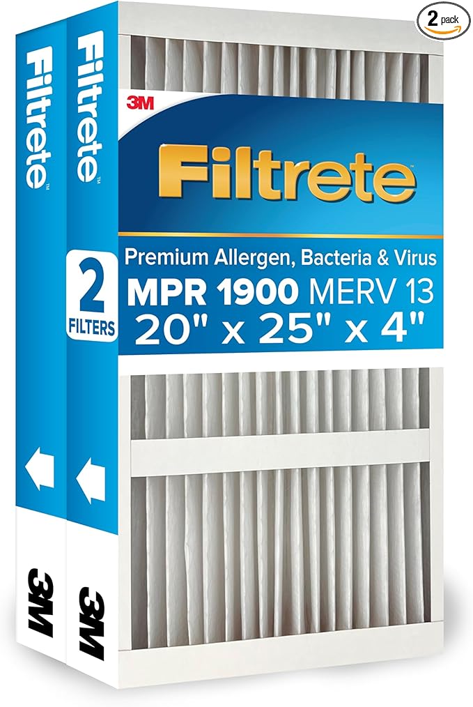 Filtrete 20x25x4 AC Furnace Air Filter, MERV 13, MPR 1900, Premium Allergen by Filtrete