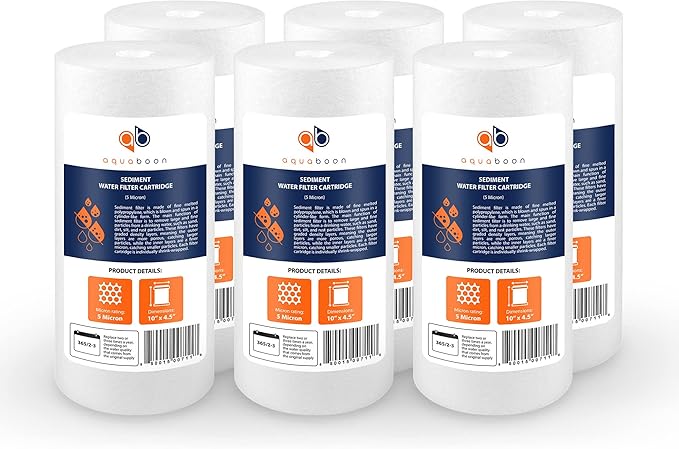 Aquaboon 5 Micron 10 x 4.5 Well Water Sediment Filter Replacement Whole House by Aquaboon