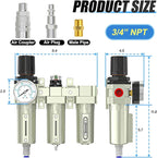 3/4" NPT Heavy Duty Industrial Grade 3 Stage Air Drying System, Auto Drain - Image 2