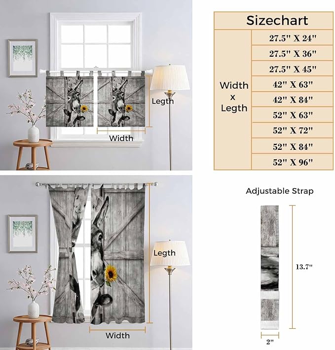 Funny Farm Animals Living Room Curtains 84 Inch Length, Window Curtains Tab Top - Image 8