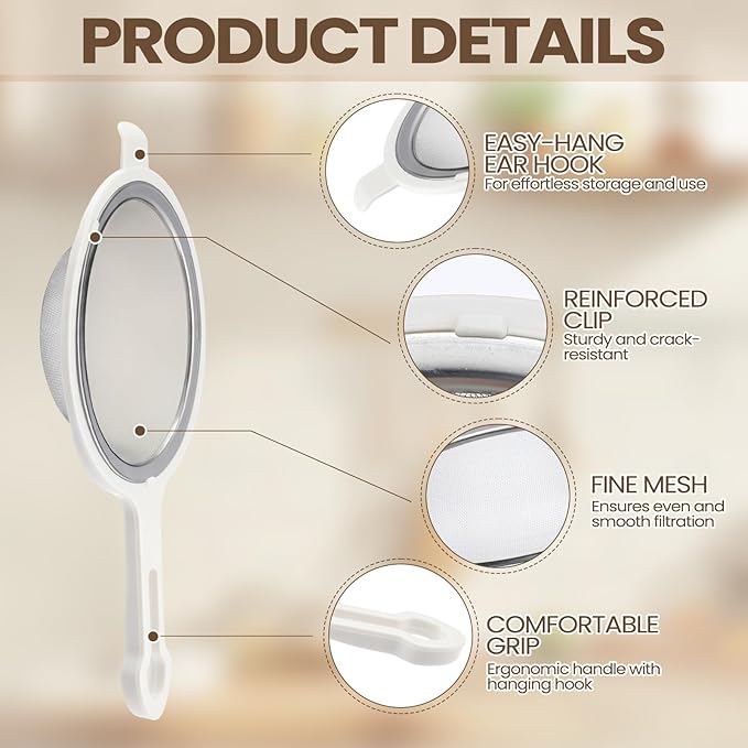LemonRoad Set of 3 Stainless Steel Mesh Strainer 304 Fine Mesh Filters - Image 2