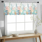 Summer Beach Sheer Valance Curtains, Ocean Colorful Coral Shell Seaweed - Image 3