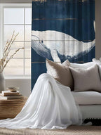 Sheer Curtains 72 Inches Long, Ocean Whale Blue Semi Sheer Curtains Light - Image 4