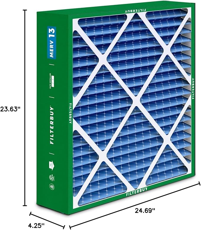 Filterbuy 24x25x5 Air Filter MERV 13 Optimal Smoke & Allergy Defense, - Image 10