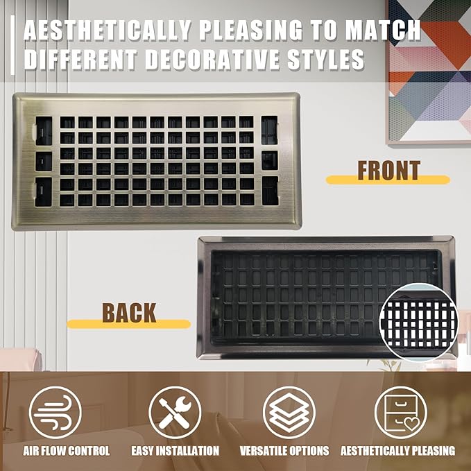 Floor Air Vent 4X10 Inch Heavy Duty Walkable Steel Floor Register Bronze Color - Image 2