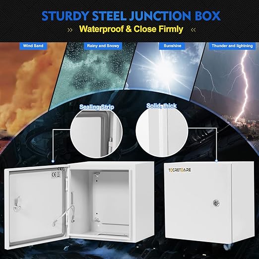Outdoor Electrical Box, Steel Junction Box 12 x 10 x 6'', NEMA 4X Electrical - Image 3