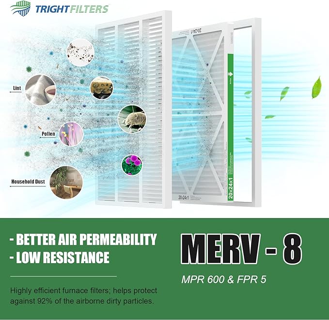 20x24x1 Air Filter 4 Pack, MERV 8 Pleated Dust Defense Air Filters Replacement - Image 5