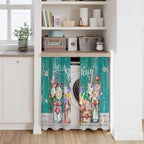 Spring Flowers Kitchen Curtains, Farmhouse Watercolor Teal Wood Grain Light - Image 7