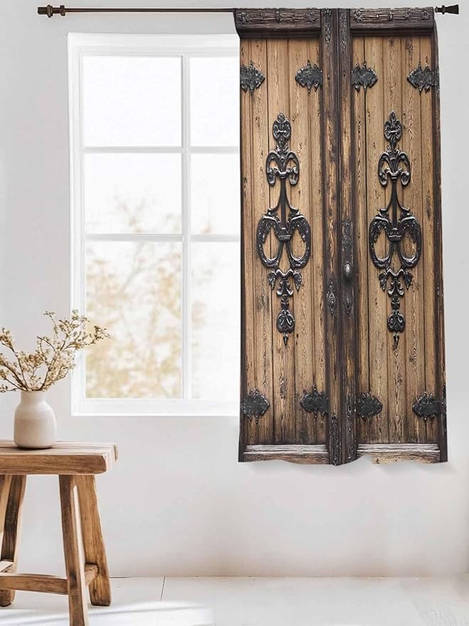 Sheer Curtains 63 Inch Length, Barn Door Semi Sheer Curtains Light Filtering - Image 3