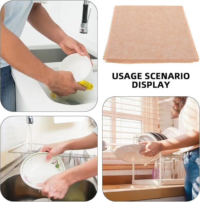 Happyyami 10pcs Loofah Dish Washing Towels 25x25cm Plant Kitchen Dishcloths - Image 3