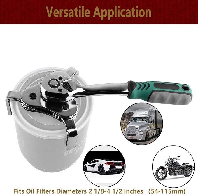 Moker Universal Oil Filter Wrench Adjustable, 3 Jaw Oil Filter Remover Tools - Image 2