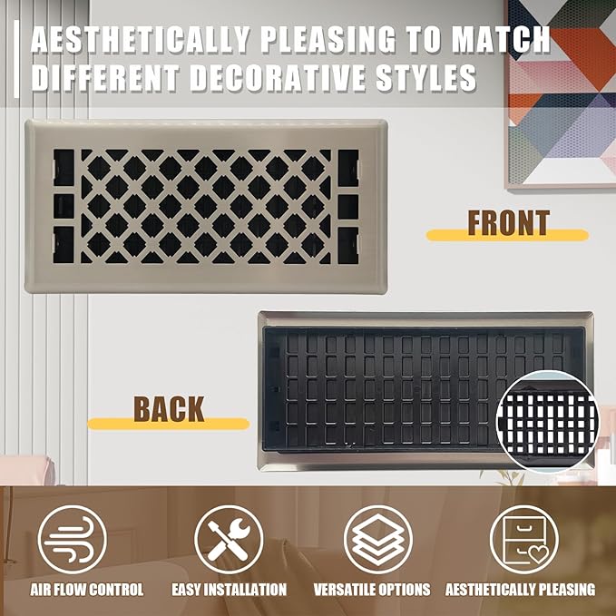 Floor Register AC Vents Brushed Nickel Color 4x10 Inch Air Vents Floor Vents - Image 2