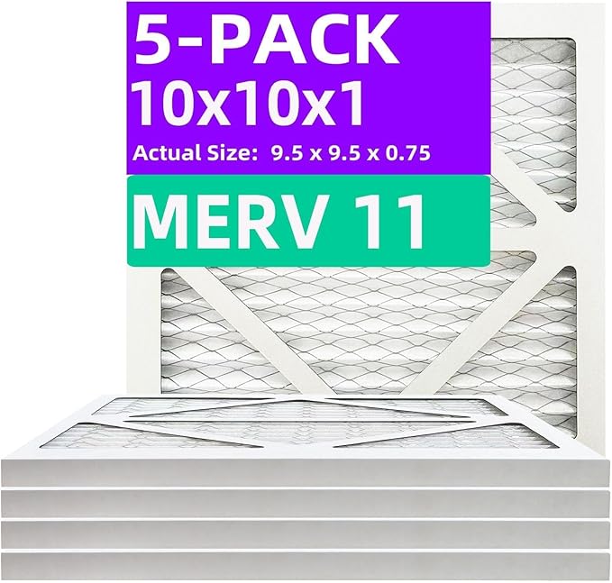 10x10x1 MERV 11 Pleated Air Filter MPR 1000-1200 & FPR 7, Furnace Air Filters by Qingzhug