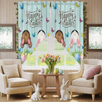 Swag Curtain Valances for Kitchen Windows, Happy Easter Bunny Butt Egg Floral - Image 7