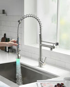 Fapully Commercial Single Handle Pull Down Sprayer Brushed Nickel Kitchen Faucet - Image 2
