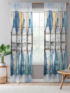 Sheer Curtains 108 Inches Long, Lake Paddle Striped Semi Sheer Curtains Light - Image 5