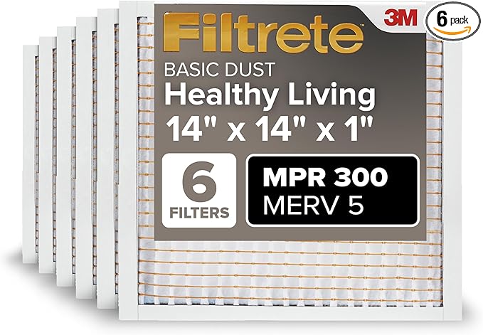 Filtrete 14x14x1 Air Filter, MPR 300, MERV 5, Clean Living Basic Dust 3-Month by Filtrete