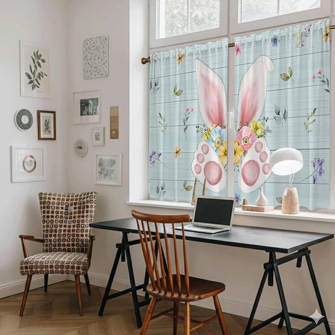 Easter Kitchen Curtains 54 Inch Long 2 Panel Set, Rod Pocket Window Curtains - Image 6