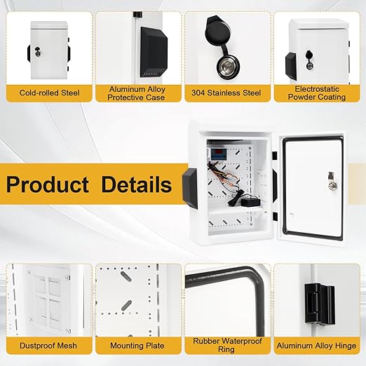 Outdoor Electrical Box with Key Lock, Aluminum Alloy Back Beam with M10 Sliding - Image 4
