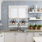 Vintage Western Star on Wood Grain Window Valance Curtains, Retro Wooden - Image 9