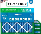 Filterbuy 16x16x2 Air Filter MERV 13 Optimal Smoke & Allergy Defense, by Filterbuy
