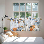 Fall Blue Maple Kitchen Tier Curtains 36 Inch Long 2 Panel Set, Rod Pocket Half - Image 4