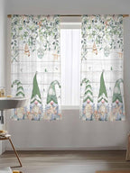 Sheer Curtains 63 Inch Length, Coastal Eucalyptus Leaf Semi Sheer Curtains - Image 5
