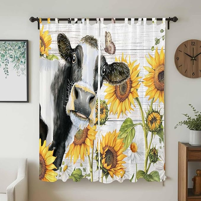 Retro Farmhouse Floral Living Room Curtains 84 Inch Length, Window Curtains Tab - Image 2