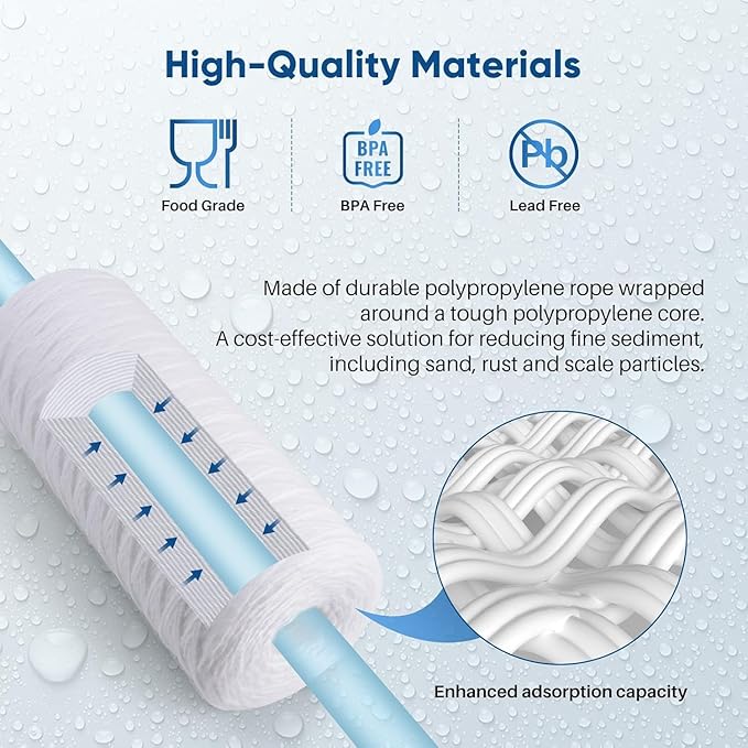 PUREPLUS 25 Micron 10 x 4.5 Whole House String Wound Sediment Filter - Image 7