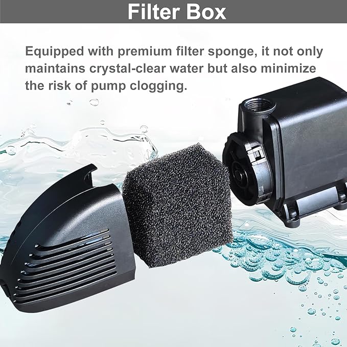 Pond Filter with Pump Fountain Kits, Submersible Pump Pond Fountain Koi Pond - Image 5