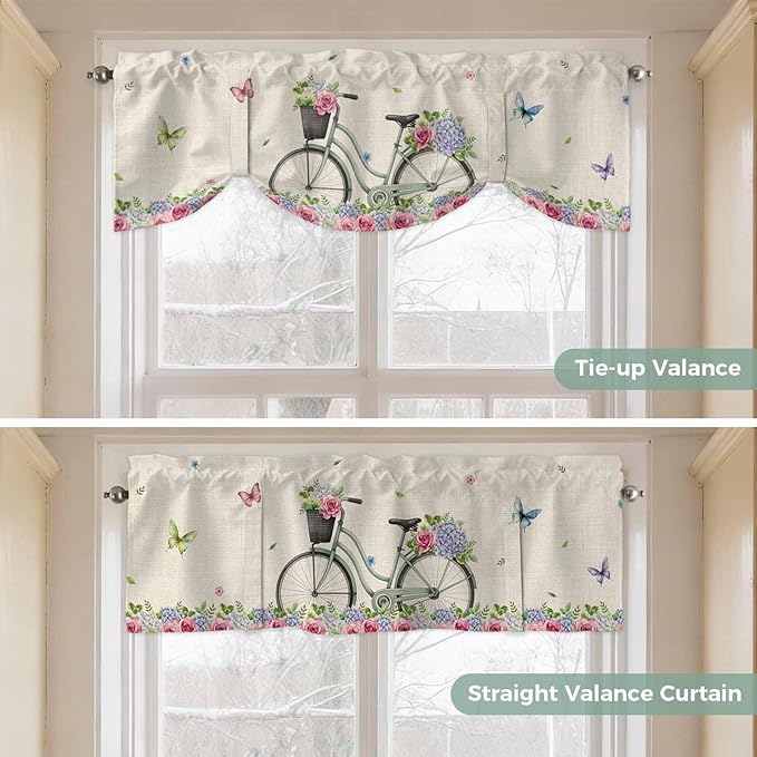 Farmhouse Spring Tie Up Valance Curtains - Image 5