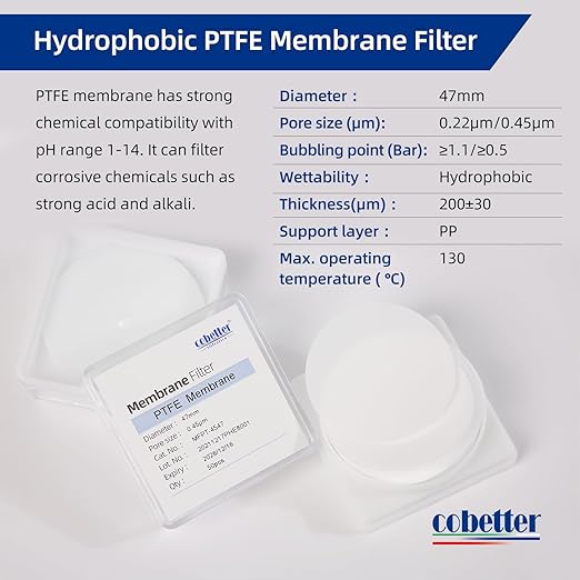 100 Pieces/Pack PTFE Disc Membrane Filters Hydrophobic 47mm Diameter 0.22µm - Image 2