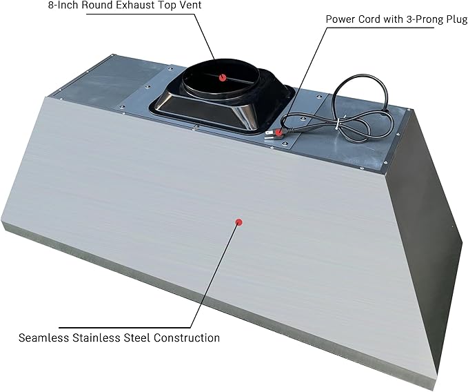 CT Copper Tailor Copper Vent Hood Island Mount, 1260 CFM Exhaust Fan, Stainless - Image 9