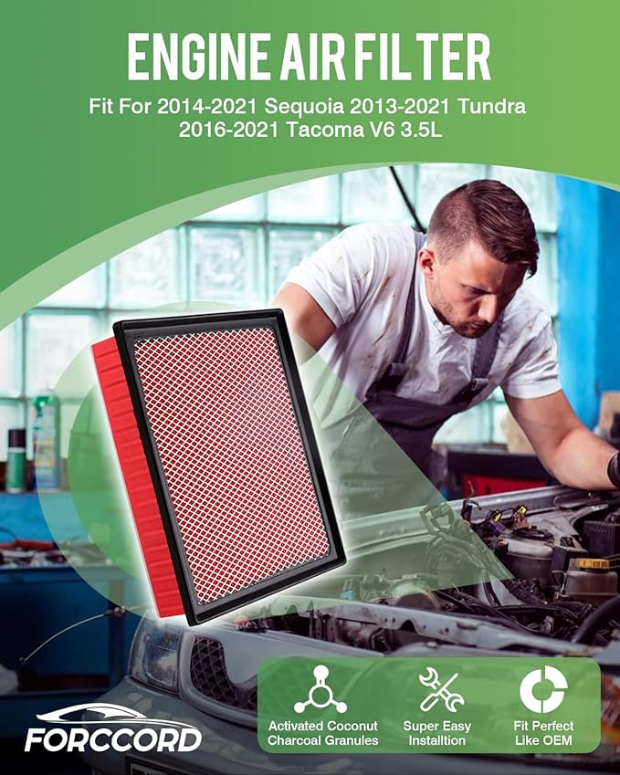 Cabin & Engine Air Filter Fit for Toyota Tacoma V6 2016-2023 Activated Carbon - Image 2