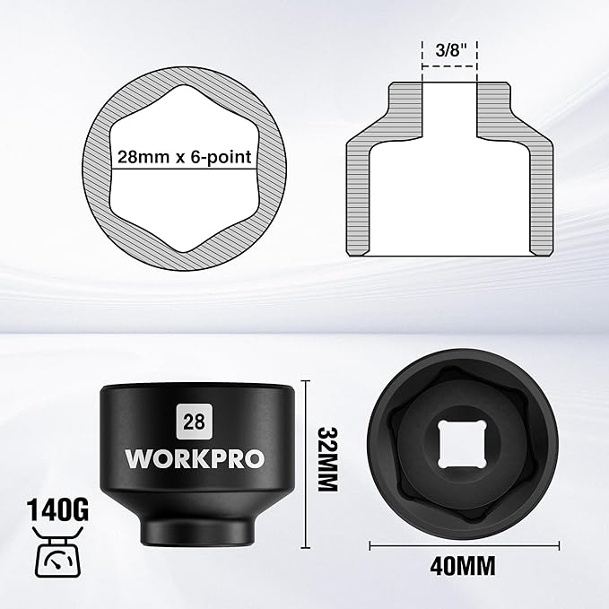 WORKPRO 28mm Oil Filter Socket Wrench, Oil Filter Removal Tool, Oil Filter - Image 2