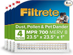 Filtrete 23.5x23.5x1 AC Furnace Air Filter, MPR 700, MERV 8, Tough on Pollen by Filtrete