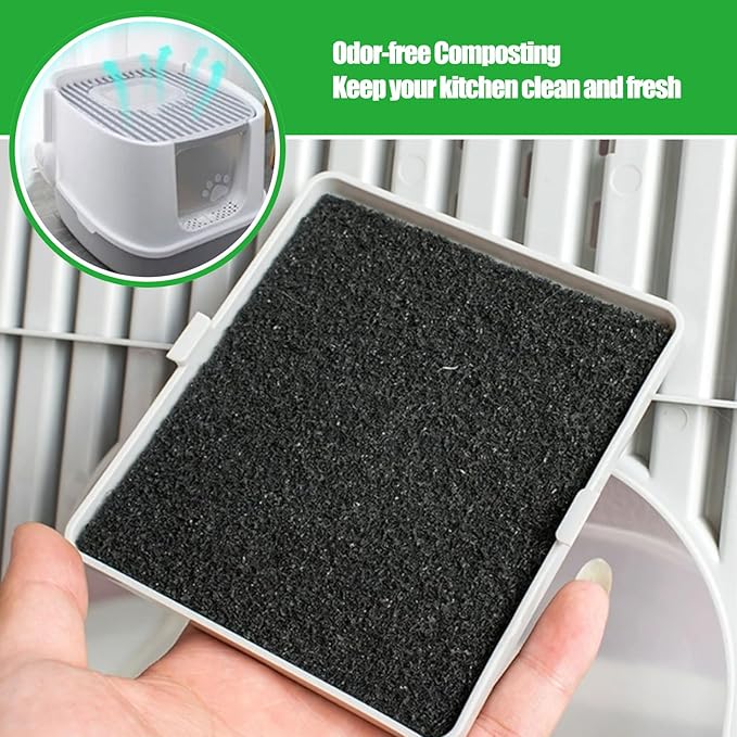 Eagles Square Compost Bin Filters, 4.7" x 4.7" x 0.4" Charcoal Filters - Image 6