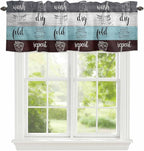 Laundry Rules Valances for Windows, Retro Blue White Wood Board Grain Kitchen by Unknown