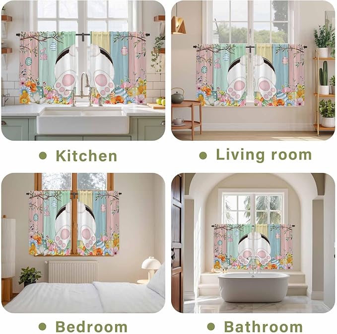 Easter Kitchen Curtains 54 Inch Long 2 Panel Set, Rod Pocket Window Curtains - Image 8