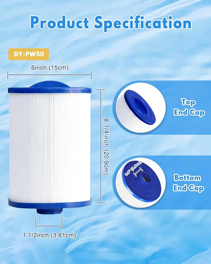 SPA Filter Replacement 50 Sq.Ft Hot Tub Filter 50 Sq.Ft. Screw in 1 1/2” SAE - Image 2